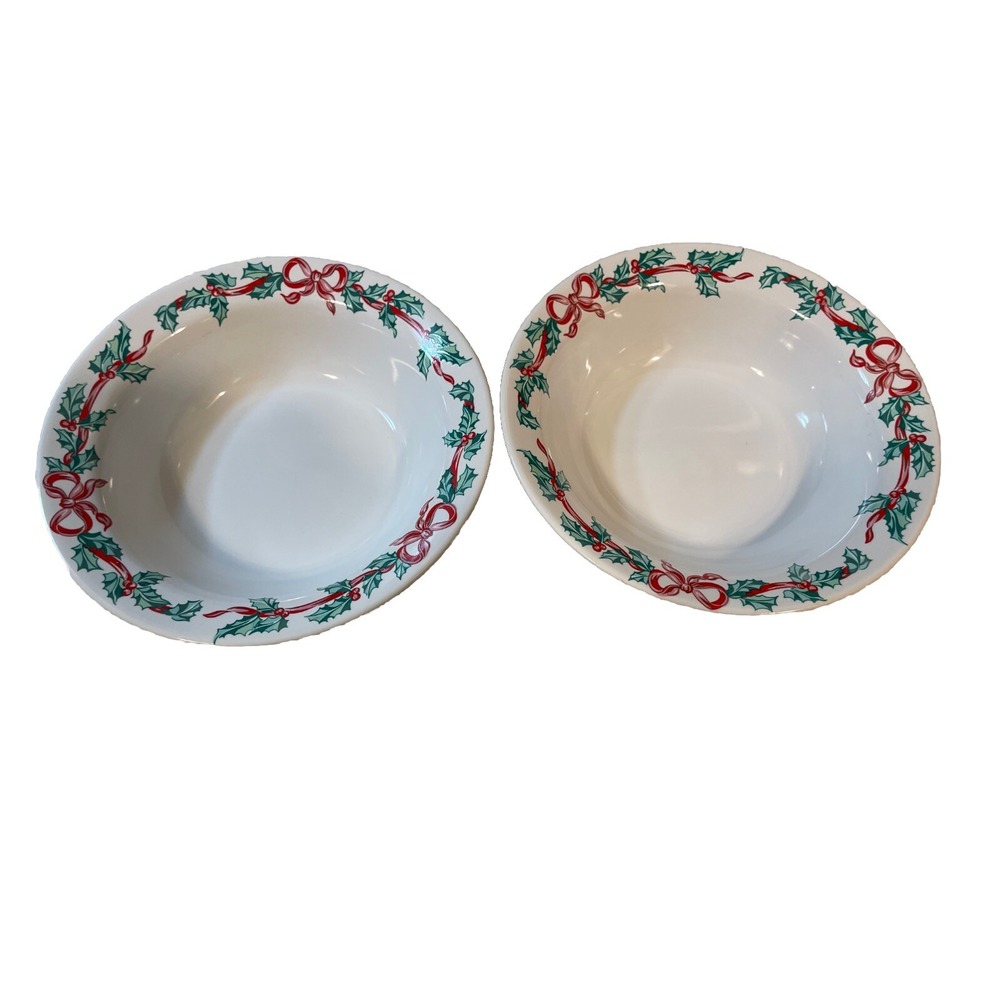 International Tableworks Christmas Ribbons Soup Bowl Set Of 2